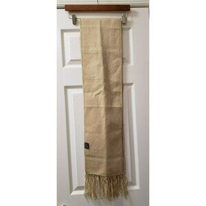 Artesanias Yana Alpaca Wool Scarf, Tan with Fringe, Made in Peru Knit 8" x 79"